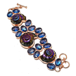 Ammonite Titanium Shell, Topaz Gemstone 925 Sterling Silver Bracelet 7-8 g8e80
