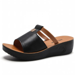 Suvised naiste kiilsandaalid Premium ortopeedilised avatud varbaga sandaalid Vintage libisemisvastased nahast vabaaja naiste platvormiga retrojalatsid 35 must