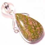 Unakite Gemstone Pendant Handmade Engagement Gift Unique Jewelry 1.9 a3o84