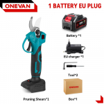 ONEVAN 32 mm harjadeta elektrilised oksak&auml;&auml;rid, suure v&otilde;imsusega 2 k&auml;iku oksal&otilde;ikur Aiapuu oksl&otilde;ikur K&auml;&auml;ride t&ouml;&ouml;riist Makita 18V-21V aku jaoks 1Battery 1EU charger