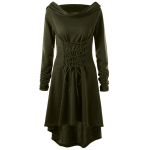 Keskaegne Cosplay Renessanss Ambur kost&uuml;&uuml;mid Kapuutsiga hommikumantel Paelad Pullover Pikk kapuuts Kleit Mantel Halloweeni pidu S