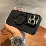 Luksuslik &uuml;lesp&ouml;&ouml;ratav objektiivihoidja magnet&uuml;mbris iPhone 16 ProMax 14 15 11 12 13 Pro Max 16 Plus Magsafe Charge silikoonist pehme kattega iPhone 16 Pro Max must