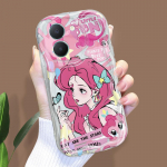 Armas koomiksimustriga kreemjas tekstuuriga korpus, lainelise servaga pehme silikoonkaanega telefoni&uuml;mbris Vivo jaoks Vivo Y22S puhas