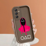 Pehme silikoonist ruudukujulise redeliga printimismustriga telefoni korpus T&auml;iskaanega kaamera p&otilde;rutuskindel kaitse kummist &uuml;mbris Samsungile Samsung A70S pruun