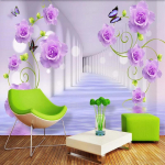 Moodne Fototapeet Lilla Roosi Lilled 3d Seinamaalingud Elutuba TV Diivan Taust Seinapaber Kodu Dekoratsioon 200 cm(W) x 140 cm(H)