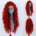 Oranž pikk lokkis pitsparukas Cosplay parukas Halloweeni s&uuml;nteetilisest pikkadest juustest rollim&auml;nguparukas naistele t&uuml;drukutele pitsiga eesmine parukas 26inches&1 PC