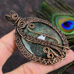 Indian Moss Agate Handmade Copper Wire Wrap Jewelry Pendant 3.43 a3j89