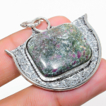 Ruby in Fuchsite Ethnic 925 Sterling Silver Jewelry Pendant 1.65 b2j41