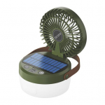 P&auml;ikesepaneeliga telkimisventilaator Valgusrežiimid Kiirusreguleeritav USB-laetav 2-in-1 Mitmeotstarbeline V&auml;ljas Matkamine Telk Rippuv Ventilaator Lamp H&auml;daolukorra Latern armee roheline v&auml;rv