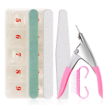 500Pcs False French Cover Nail Tips Set, Complete Nail Kit with cleaning brush, Nail Clipper, Files and Buffer Polishing Tools puhas