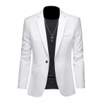 Meeste trendikas kerge luksuslik &uuml;likond jakk S&uuml;gisene Slim Fit vabaaja &uuml;likond Mittetriikitav kortsudevastane &uuml;hev&auml;rviline klassikaline &uuml;likond XXXXXL valge