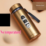 800ML-1L roostevabast terasest termospudel 304 teepudel autole, termospudel LED-temperatuurin&auml;idikuga, kaasaskantav joogitops 500ML Countless displays kuld