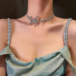 Butterfly Necklace Clavicle Chain Women Bling French Style Jewelry