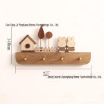 Wall-Mounted Entryway Key and Coat Rack, Solid Wood with Hooks for Hat & Coat Storage