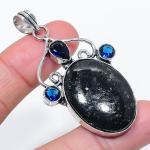 Natural Nuummite, Topaz Gemstone 925 Sterling Silver Jewelry Pendant 2.36 t6m69
