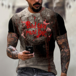 Halloween printed men's round-neck cotton-like short-sleeved top T-shirt XXL