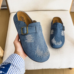 2025 Moodsad Meeste Suvised Sussid Denim Vabaaja Korgist Sandaalid Meeste Mules Originaalsed Disaineri Poolsaapad Meestele zapatos para hombre 39