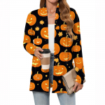 Naiste kerged kampsunid avatud esiosaga, pikkade varrukatega, vaba l&otilde;ikega, &otilde;hukesed kampsunid taskutega S oranž