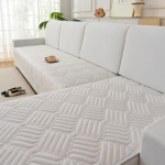 Triibuline Sametist Diivanimatt R&auml;tik L-kujuline Lemmikloomade Laste Diivanipadi Lemmikloomade Laste &Uuml;hev&auml;rviline Libisemiskindel Diivanikate Kodu Funda Diivan 70x180cm valge