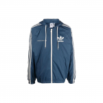 Adidas Originals Ristikujulise Logoga Kapuutsiga Pingutusn&ouml;&ouml;riga Spordijakk Meeste &Uuml;ler&otilde;ivad Sinine HL9281 S