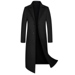 S&uuml;gis ja Talv Uus Meeste K&auml;sit&ouml;&ouml; Kahepoolne Villane Mantel Korea Versioon Kitsas L&otilde;ige Pikk P&otilde;lvepikkune Villane Mantel Trenchcoat 185 must