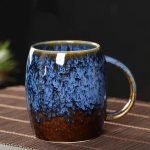 400 ml Euroopa retrokeraamiline kruusahju Vahetusklaasiga Creative Coffee Cups Piimakruus Lihtne teetass Majapidamises Paari Veetass 401-500ml sinine