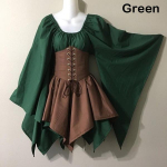 Keskaegsed kost&uuml;&uuml;mid Woodland Wood Elf Fairy Fantasy Waist Cincher korseti komplekt ja sakilised seelikud S roheline