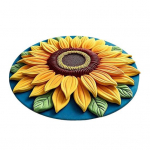 Yousheng 3D Sunflower Floral Plush Rug Non-Slip Backing Easy to Clean Various Sizes Living Room Rug Home Decor 60cm C
