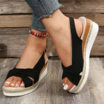 Moodsad Kiiluga Platvormsandaalid Naistele Suvised Slingbacks Avatud Varbaga Platvormkingad Naistele Kerged Libisemiskindlad Mugavad Kangast Taldadega Rannasandaalid 36 must