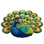3D Peacock Pattern Plush Rug Non-Slip Backing Easy to Clean Various Sizes Living Room Rug Home Decor 60cm C