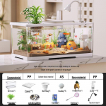 Kompaktne &Ouml;koloogiline 2025 Kuldkala Akvaarium Filtreerimise, Hapnikuga Varustamise, Kaane ja Alusega - Ideaalne V&auml;ikestesse Elutubadesse 49.5x21.5x21.2 cm