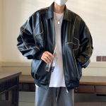 Ameerikalik Retro PU Nahast Mootorrattajaki: Moodne Meeste/Naiste High-End S&uuml;gis/Talv Streetwear Pesapallijakk Extra Large