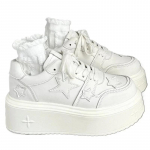 SyfIyno Paks Tald Valged Nahast Kingad Naiste Tossud Nahast Vabaaja Kingad Rula &Uuml;mar Varvas Kontsad Mugavad Zapatillas 35 beež