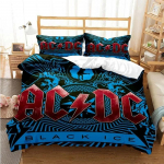 3D Prindiga Mood AC_DC Rockb&auml;nd Voodipesukomplekt AC-DC B&auml;ndi Mustriga Tekikott Padjap&uuml;&uuml;ridega &Uuml;heinimesevoodi T&auml;issuuruses Kuninganna Kuningas 155x215cm 3pcs