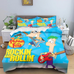 Phineas ja Ferb Tekikate, Laste magamistoa jaoks multifilmiga tr&uuml;kitud pol&uuml;estertekikate, Anime, Hubane ruum voodipesu, Erinevad suurused 90x200cm