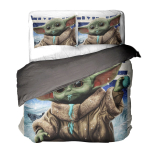 Star Wars Baby Yoda 3D Digitr&uuml;kiga Kolmeosaline Voodipesukomplekt quilt cover 132 * 201 * 1 2pcs