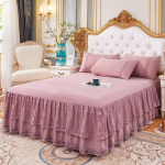 Pitsiline voodi seelik Luksuslik printsessi t&uuml;druku voodikate Queen King Size vedruga voodilinad Voodimadratsi kate Retro voodipesu seelikuga 150x200x45cm