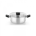 Cacerola Monix Elite M240326 26cm Acero Inoxidable 18/10 Full Induction Asas Baquelita Tapa Vidrio