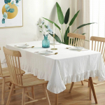 &Uuml;hev&auml;rviline volangidega laudlina Puuvillane Ristk&uuml;likukujuline Ruudukujuline Lauakate Kaunistus K&ouml;&ouml;ki S&ouml;&ouml;gituppa 90x90cm valge