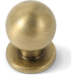 khtumeware 10 Pack 1 Inch (25mm) Diameter Round Solid Vintage Brushed Antique Brass Finish Kitchen Cabinet Knob. Knob