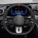 Steering Wheel Cover Black Suede Leather For Mercedes benz AMG GT A35 A45 A45S C43 CLS53 E53 E63 EQE 43 53 SL43 SL55 SL63 Black Thread