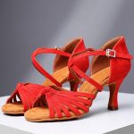 Ladina tantsukingad 7cm seemisnahast tald Tantsukingad Salsa Tango Tantsukingad 34 punane