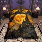 Homewish Maagilise N&otilde;ia Tekikate Komplekt Halloweeni K&otilde;rvitsa Voodipesu Komplekt Festivali Teemaline Tekikate Komplekt AU Single(140*210cm)3pcs orange