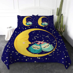 Multikas Kuu Sinine Tekikate Voodipesu T&auml;ht Lapsed Poisid T&uuml;drukud Kingitused Meihao &Ouml;&ouml; Teema Voodipesu Magamistoa Kaunistus Kuninganna Suurus EU Single(135*200cm)3pcs