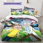 Morty Ricki Muster Voodipesu Tekikomplekt Tekikate Padjap&uuml;&uuml;r Kodukaunistus Kingitus (1 * tekikott + 2 * padjap&uuml;&uuml;ri, ilma s&uuml;damikuta) 135x200cm