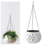 Dual-pots Design Hanging Basket ers Self-Watering indoor and outdoor Pots with Drainer valge