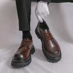 Suure pea nahast kingad s&uuml;gis retro paks tald k&otilde;rgendavad derby kingad kleit Briti stiil 21H 38 gray