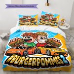 iCrimax Burgeri ja friikartulite mustriga voodipesu, Tekikomplekt Tekikate Padjap&uuml;&uuml;r Kodu S&uuml;nnip&auml;evakingitus (1 * tekikott + 2 * padjap&uuml;&uuml;ri, ilma s&uuml;damikuta) 135x200cm