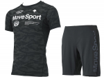 Descente Move Sport MOTION FREE FIT Graafiline L&uuml;hikeste Varrukatega ja L&uuml;hikeste P&uuml;kste Komplekt Must x T-s&auml;rk (DMMSJA50/DMMSJD80) (S, must)