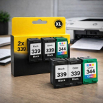 Pack de 3 Cartouches Compatibles HP 339 344 pour Imprimantes Deskjet 5740 &agrave; 9868 & OfficeJet 6300 &agrave; 7413 & PhotoSmart 2570 &agrave; D5155
